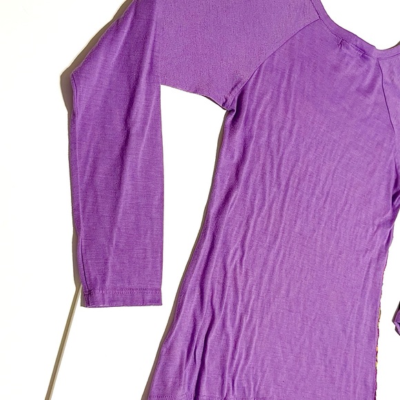 dELiA*s Retro y2k Sheer Purple Floral Lace Long-sleeved Blouse - Picture 6 of 7